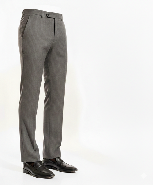 Imported Italian Pinstripe Suiting Pant β Charcoal Grey