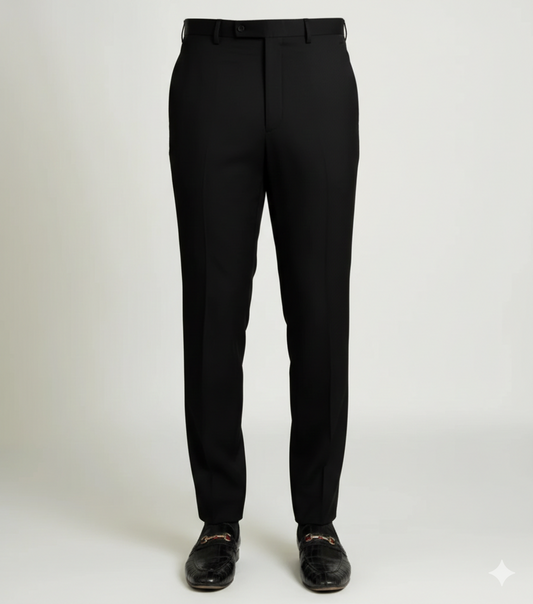 Imported Italian Jet Black Suiting Pant β Luxury Formal Wear