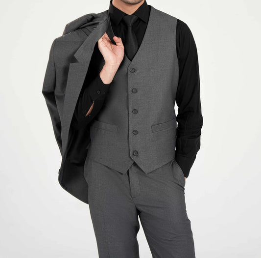 Charcoal Monarch Grey Suiting — 3-Piece Prestige Edition 🩶✨