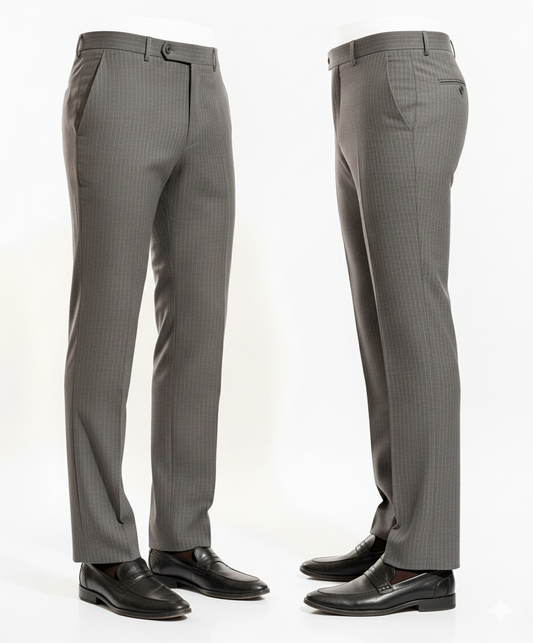 Imported Italian Pinstripe Suiting Pant – Charcoal Grey