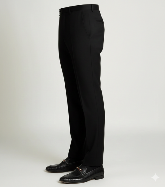 Imported Italian Jet Black Suiting Pant – Luxury Formal Wear